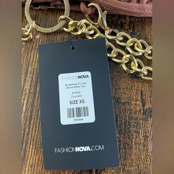 FashionNova Chocolate Brown Chain Top - Picture 9 of 9